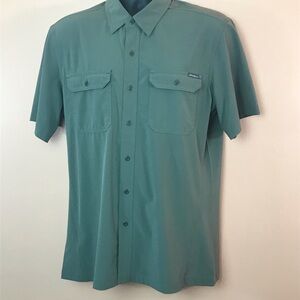 Eddie Bauer Olive Green Short Sleeve Button Down Shirt Men M